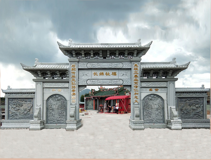 重庆石牌坊厂家对村口牌坊的制作石材以及样式上的介绍(图2)